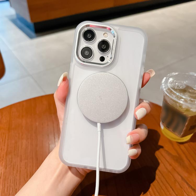 For iPhone 16 Pro Transparent MagSafe Magnetic Holder Phone Case(White) - iPhone 16 Pro Cases by buy2fix | Online Shopping UK | buy2fix