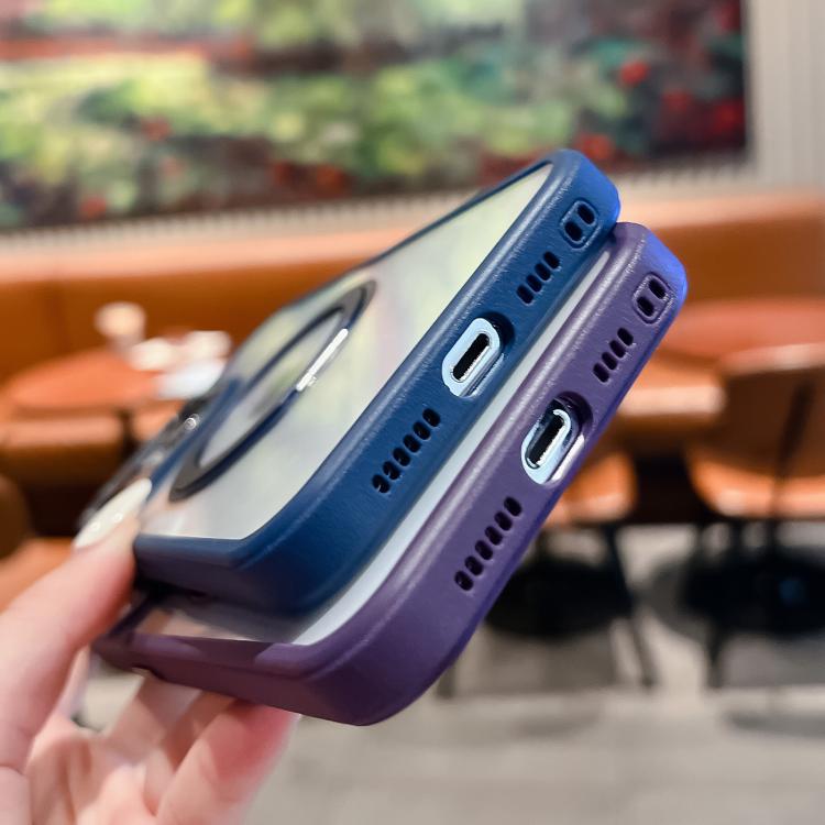 For iPhone 16 Transparent MagSafe Ring Holder Phone Case(Purple) - iPhone 16 Cases by buy2fix | Online Shopping UK | buy2fix