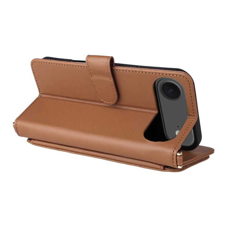 For iPhone Air Multifunctional 6-Card Slots Leather Phone Case with Wrist Strap(Brown) - iPhone Air Cases by buy2fix | Online Shopping UK | buy2fix