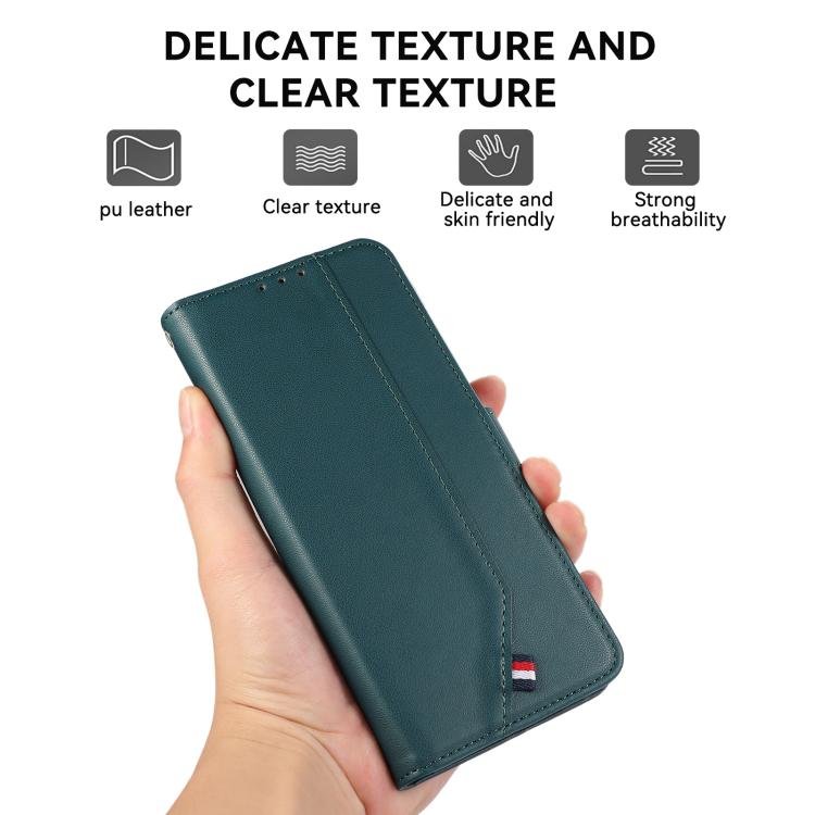 For iPhone 17 Pro Max ABEEL Delicate Texture Splicing RFID Leather Phone Case(Green) - iPhone 17 Pro Max Cases by buy2fix | Online Shopping UK | buy2fix