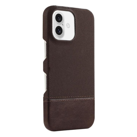 For iPhone 17 Stitching Cloth MagSafe Magnetic PC Hybrid PU Phone Case(Dark Brown) - iPhone 17 Cases by buy2fix | Online Shopping UK | buy2fix