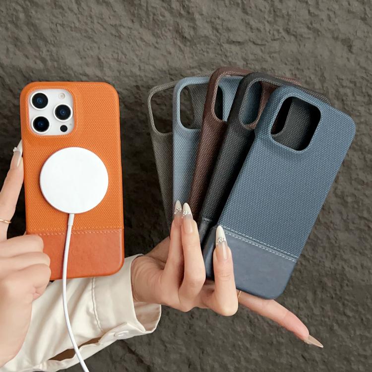 For iPhone 17 Pro Max Stitching Cloth MagSafe Magnetic PC Hybrid PU Phone Case(Brown) - iPhone 17 Pro Max Cases by buy2fix | Online Shopping UK | buy2fix