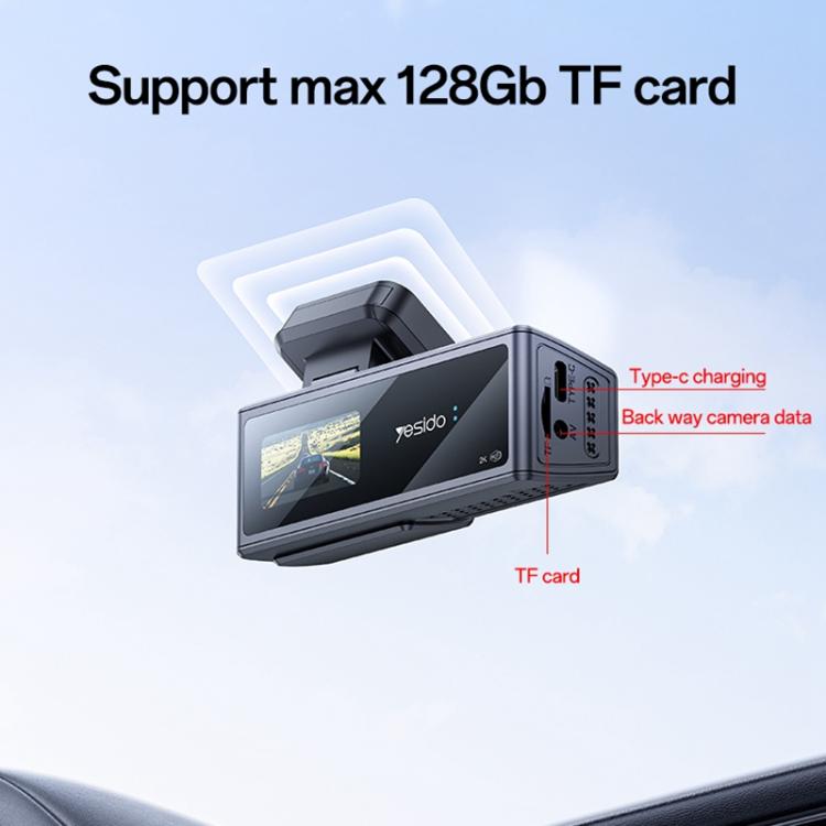 Yesido KM22 1K HD Dual Dash Camera Car Driving Recorder with 1.47 inch Screen(Black) - Car DVRs by Yesido | Online Shopping UK | buy2fix