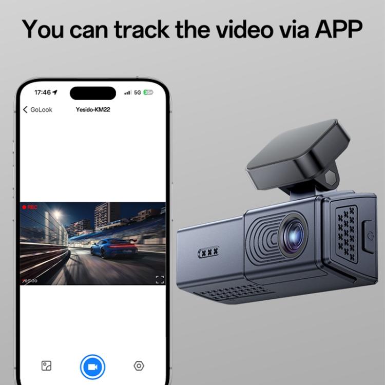 Yesido KM22 1K HD Dual Dash Camera Car Driving Recorder with 1.47 inch Screen(Black) - Car DVRs by Yesido | Online Shopping UK | buy2fix