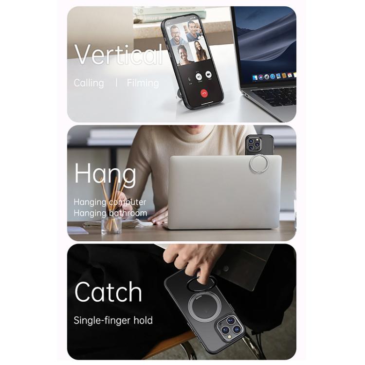 For iPhone 16 Gear 360 Rotation MagSafe Holder Phone Case(Black) - iPhone 16 Cases by buy2fix | Online Shopping UK | buy2fix