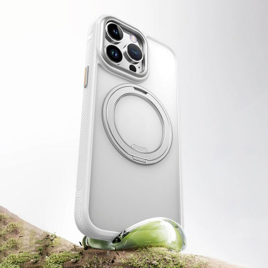 For iPhone 15 Pro Gear 360 Rotation MagSafe Holder Phone Case(White) - iPhone 15 Pro Cases by buy2fix | Online Shopping UK | buy2fix