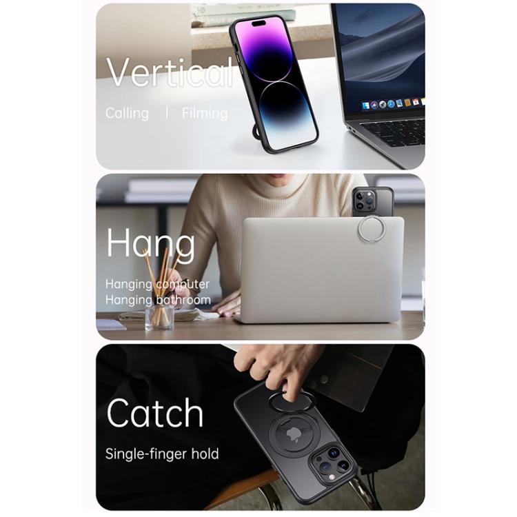 For iPhone 15 Pro Gear 360 Rotation MagSafe Holder Phone Case(Transparent) - iPhone 15 Pro Cases by buy2fix | Online Shopping UK | buy2fix
