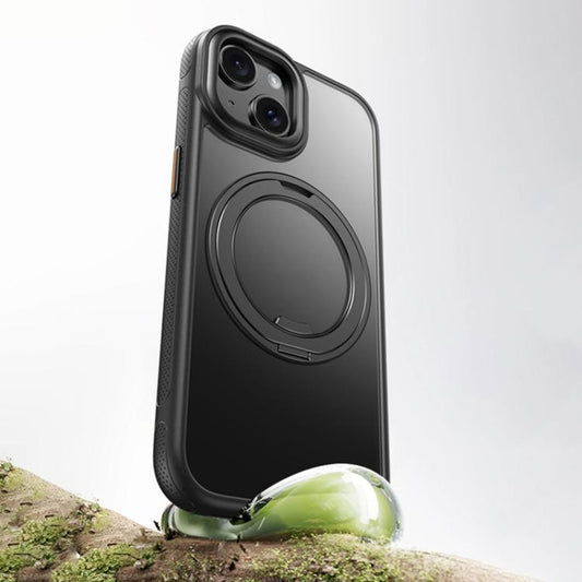 For iPhone 15 Plus / 14 Plus Gear 360 Rotation MagSafe Holder Phone Case(Black) - iPhone 15 Plus Cases by buy2fix | Online Shopping UK | buy2fix