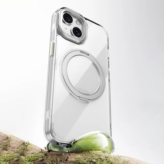 For iPhone 15 Gear 360 Rotation MagSafe Holder Phone Case(Transparent) - iPhone 15 Cases by buy2fix | Online Shopping UK | buy2fix