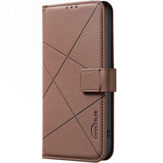 For iPhone Air Geometric Pattern RFID Leather Phone Case(Brown) - iPhone Air Cases by buy2fix | Online Shopping UK | buy2fix
