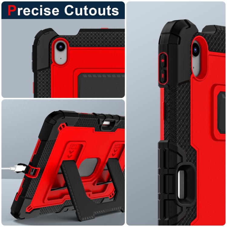 For iPad Air 11 2025 / 2024 Big Holder Silicone Hydric PC Tablet Case with Shoulder Strap(Black Red) - iPad Air 11 2025 / 2024 Cases by buy2fix | Online Shopping UK | buy2fix