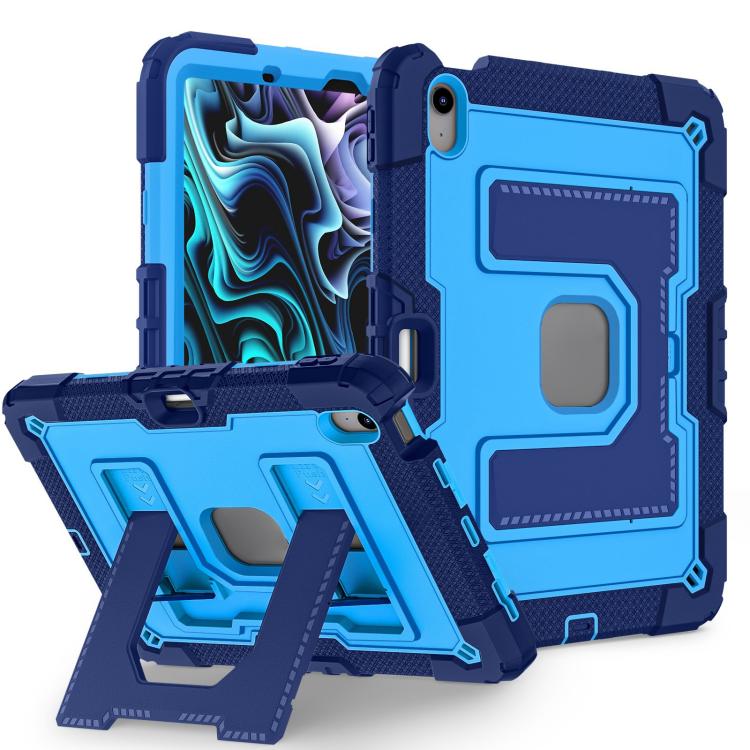 For iPad mini 6 2021 / mini 2024 Big Holder Silicone Hydric PC Tablet Case with Shoulder Strap(Navy Blue Blue) - iPad mini 2024 Cases by buy2fix | Online Shopping UK | buy2fix