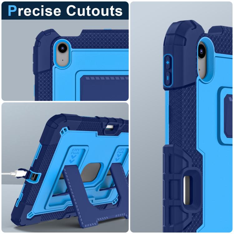 For iPad mini 6 2021 / mini 2024 Big Holder Silicone Hydric PC Tablet Case with Shoulder Strap(Navy Blue Blue) - iPad mini 2024 Cases by buy2fix | Online Shopping UK | buy2fix