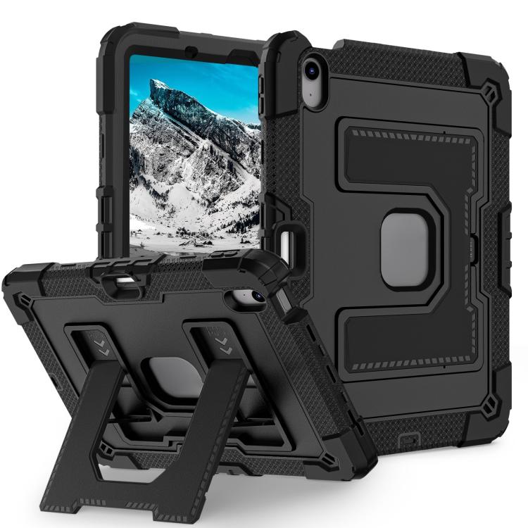 For iPad mini 6 2021 / mini 2024 Big Holder Silicone Hydric PC Tablet Case with Shoulder Strap(Black) - iPad mini 2024 Cases by buy2fix | Online Shopping UK | buy2fix
