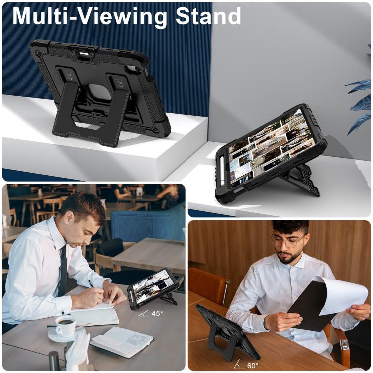 For iPad mini 6 2021 / mini 2024 Big Holder Silicone Hydric PC Tablet Case with Shoulder Strap(Black) - iPad mini 2024 Cases by buy2fix | Online Shopping UK | buy2fix