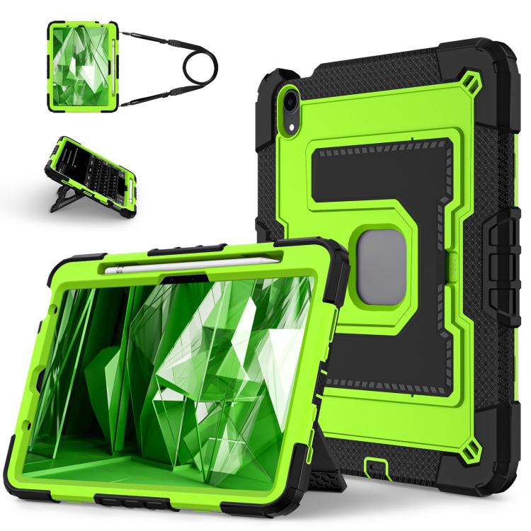 For iPad mini 6 2021 / mini 2024 Big Holder Silicone Hydric PC Tablet Case with Shoulder Strap(Black Olivine) - iPad mini 2024 Cases by buy2fix | Online Shopping UK | buy2fix