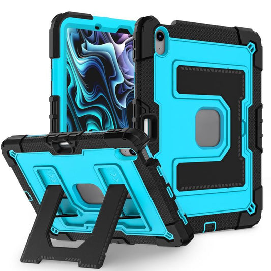 For iPad mini 6 2021 / mini 2024 Big Holder Silicone Hydric PC Tablet Case with Shoulder Strap(Black Blue) - iPad mini 2024 Cases by buy2fix | Online Shopping UK | buy2fix