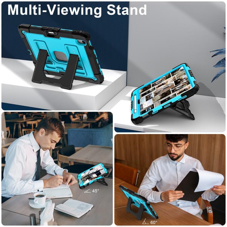 For iPad mini 6 2021 / mini 2024 Big Holder Silicone Hydric PC Tablet Case with Shoulder Strap(Black Blue) - iPad mini 2024 Cases by buy2fix | Online Shopping UK | buy2fix