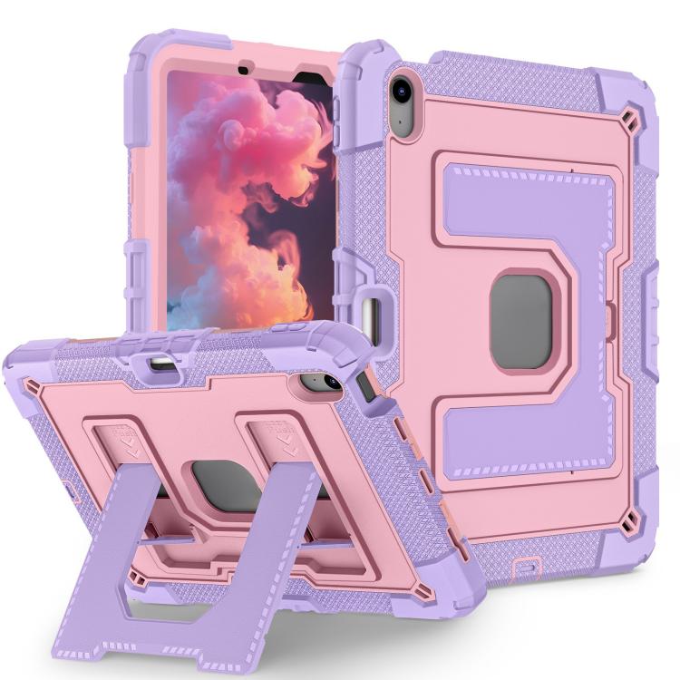 For iPad mini 6 2021 / mini 2024 Big Holder Silicone Hydric PC Tablet Case with Shoulder Strap(Purple Rose Gold) - iPad mini 2024 Cases by buy2fix | Online Shopping UK | buy2fix