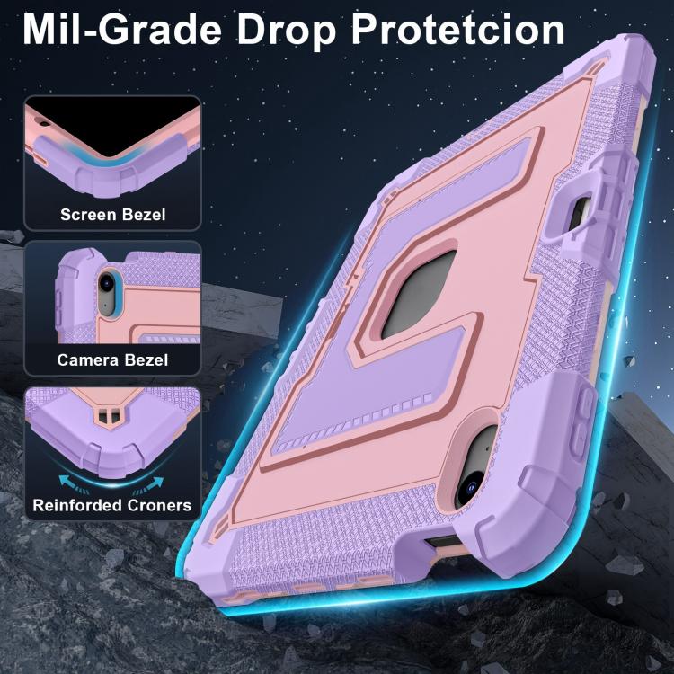 For iPad mini 6 2021 / mini 2024 Big Holder Silicone Hydric PC Tablet Case with Shoulder Strap(Purple Rose Gold) - iPad mini 2024 Cases by buy2fix | Online Shopping UK | buy2fix