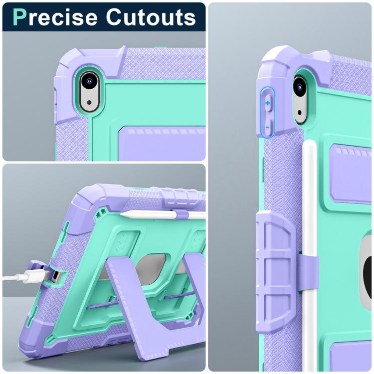 For iPad 2025 / 2022 Big Holder Silicone Hydric PC Tablet Case with Shoulder Strap(Purple Mint) - iPad 2025 / 2022 Cases by buy2fix | Online Shopping UK | buy2fix