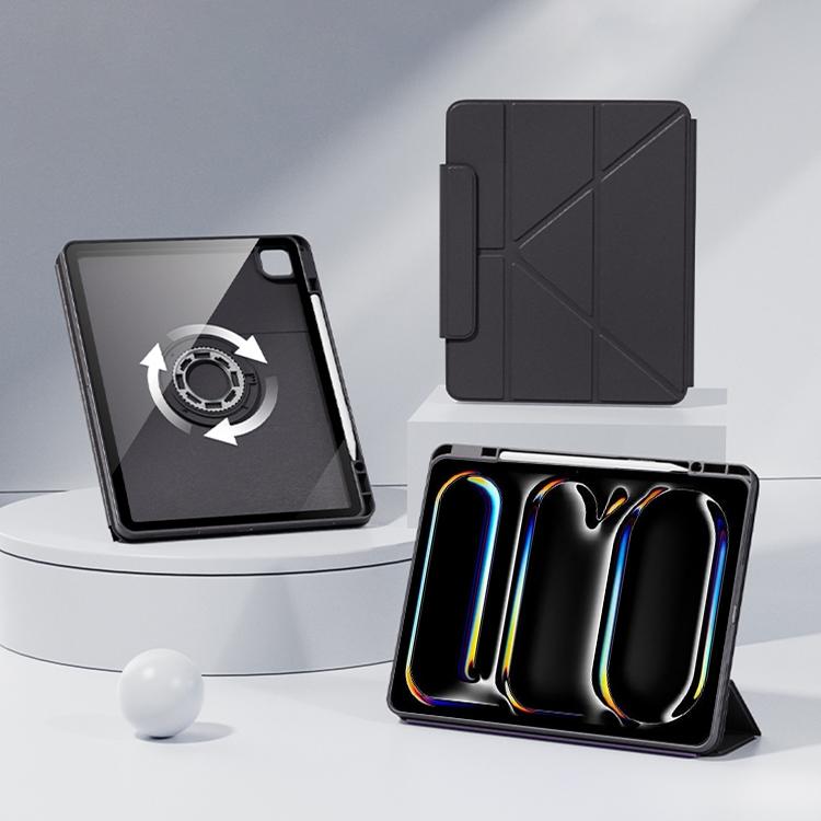 For iPad Pro 11 2024 Relieve Stress Rotatable Y-Fold Leather Tablet Case(Black) - iPad Pro 11 2024 Cases by buy2fix | Online Shopping UK | buy2fix