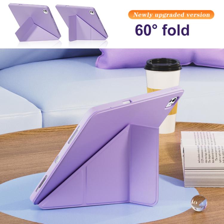For iPad Pro 11 2024 Relieve Stress Rotatable Y-Fold Leather Tablet Case(Purple) - iPad Pro 11 2024 Cases by buy2fix | Online Shopping UK | buy2fix