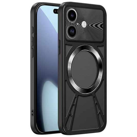 For iPhone 17 Pro Max Silicone Cooling Hollow Metal MagSafe Phone Case(Black) - iPhone 17 Pro Max Cases by buy2fix | Online Shopping UK | buy2fix