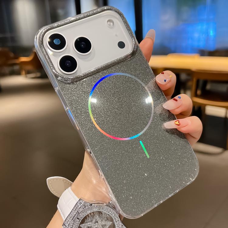 For iPhone 17 Pro Max Glitter Powder Plating MagSafe IMD Full Coverage Phone Case(Black) - iPhone 17 Pro Max Cases by buy2fix | Online Shopping UK | buy2fix