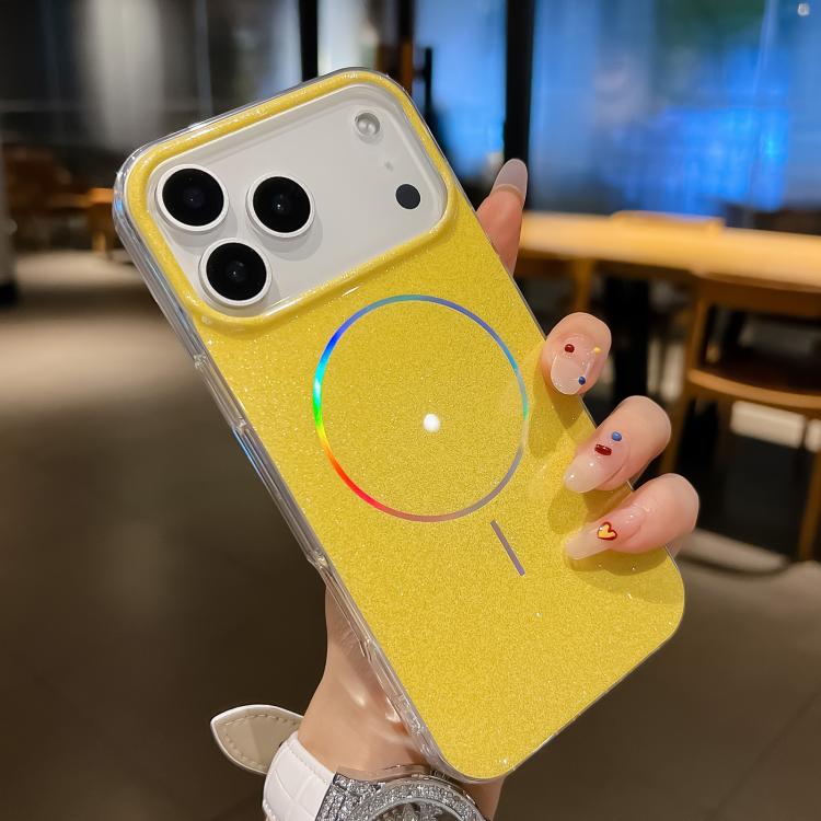 For iPhone 17 Pro Glitter Powder Plating MagSafe IMD Full Coverage Phone Case(Orange) - iPhone 17 Pro Cases by buy2fix | Online Shopping UK | buy2fix