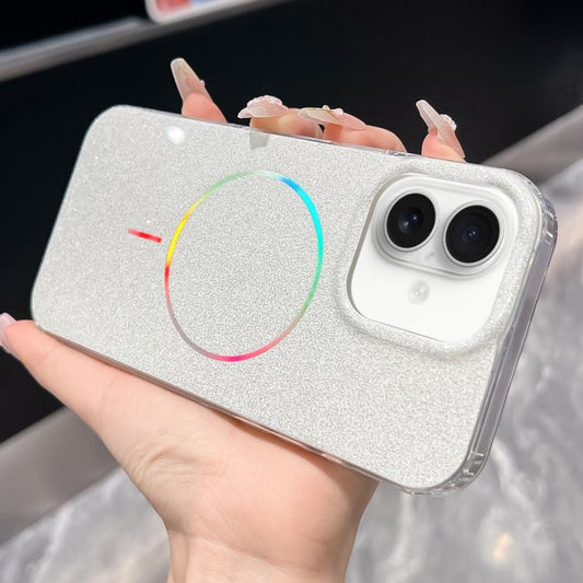 For iPhone 17 Glitter Powder Plating MagSafe IMD Full Coverage Phone Case(White) - iPhone 17 Cases by buy2fix | Online Shopping UK | buy2fix