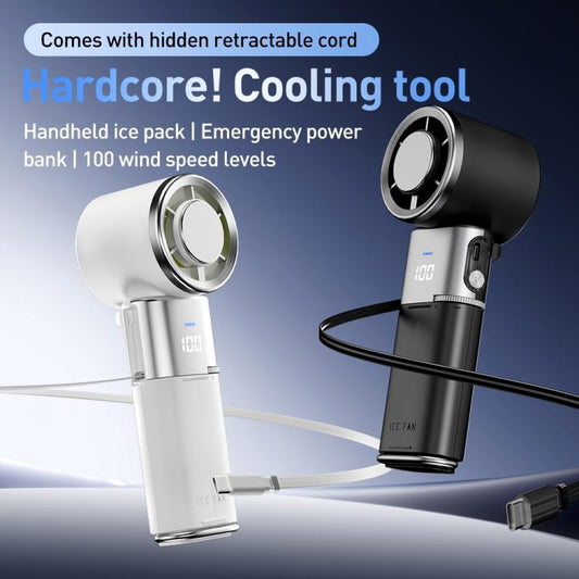 MF119 High Speed ??Ice Compress Handheld Fan with Retractable Cord(Black) - Electric Fans by buy2fix | Online Shopping UK | buy2fix