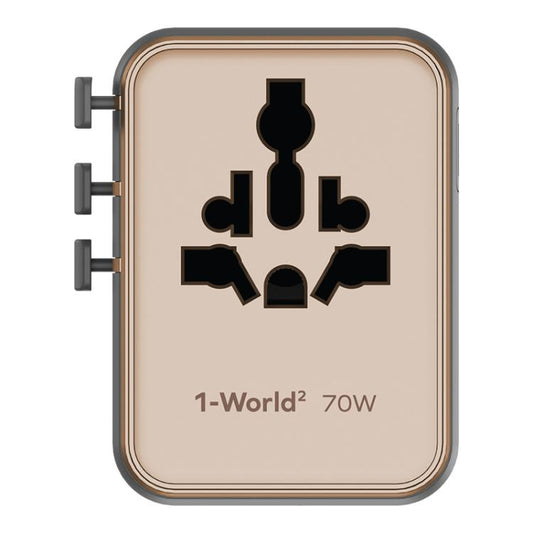 MOMAX UA22 1-World2 70W Dual AC Mini GaN Global Travel Fast Charging Socket(Desert Gold) - Plug Adaptor by MOMAX | Online Shopping UK | buy2fix