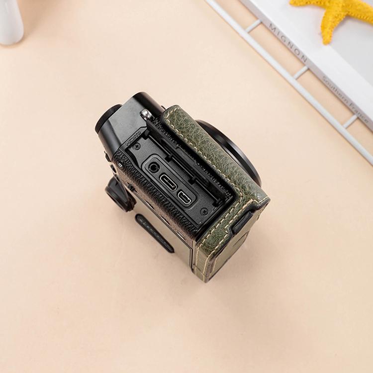 For FUJIFILM X100VI Buffalo Texture PU Leather Camera Half Case Base with Shoulder Strap(Coffee) - Half Case by buy2fix | Online Shopping UK | buy2fix