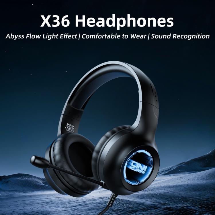 ONIKUMA X36 Abyss Lamp Effect 40mm Custom Drive Unit Game Headphones(Black) - Multimedia Headset by ONIKUMA | Online Shopping UK | buy2fix