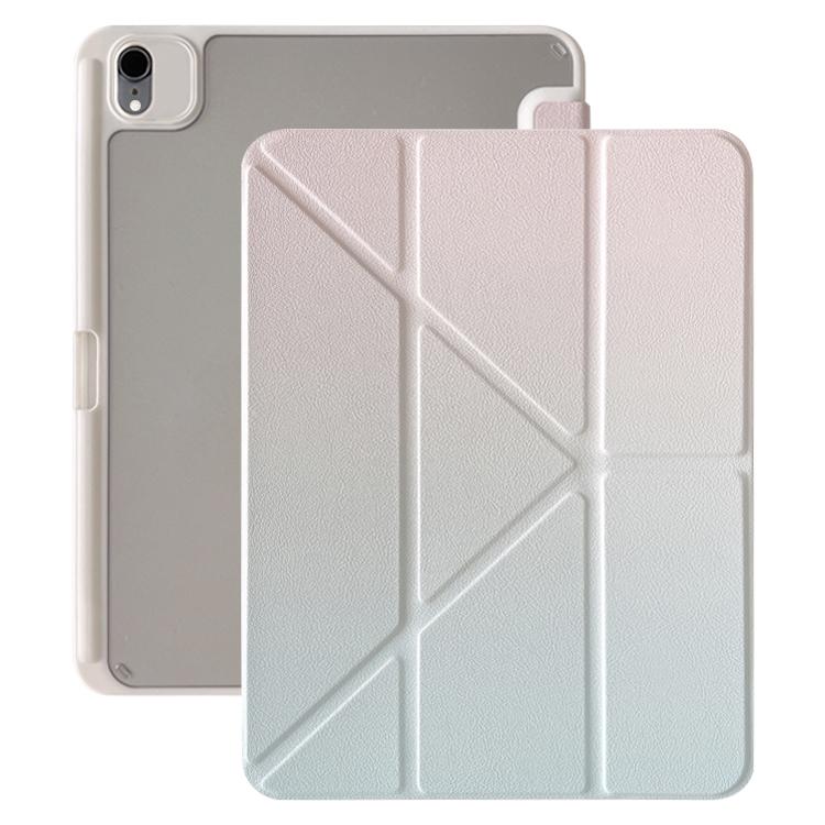 For iPad mini 2024 / 6 Rainbow Gradient Y-Fold Holder Leather Tablet Case(Gradient Pink) - iPad mini 2024 Cases by buy2fix | Online Shopping UK | buy2fix