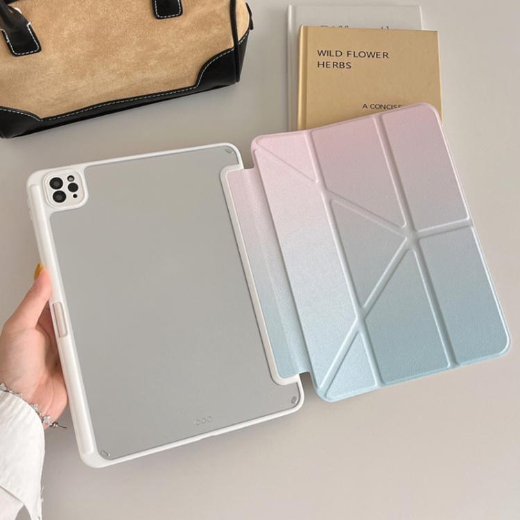 For iPad mini 2024 / 6 Rainbow Gradient Y-Fold Holder Leather Tablet Case(Gradient Pink) - iPad mini 2024 Cases by buy2fix | Online Shopping UK | buy2fix