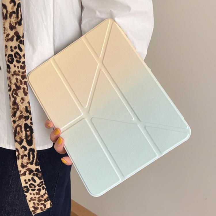 For iPad mini 2024 / 6 Rainbow Gradient Y-Fold Holder Leather Tablet Case(Gradient Yellow) - iPad mini 2024 Cases by buy2fix | Online Shopping UK | buy2fix
