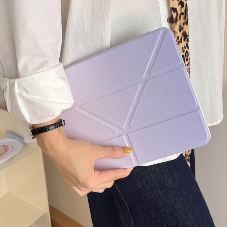 For iPad mini 2024 / 6 Rainbow Gradient Y-Fold Holder Leather Tablet Case(Gradient Purple) - iPad mini 2024 Cases by buy2fix | Online Shopping UK | buy2fix