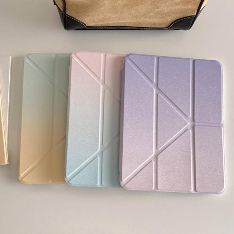 For iPad mini 2024 / 6 Rainbow Gradient Y-Fold Holder Leather Tablet Case(Gradient Purple) - iPad mini 2024 Cases by buy2fix | Online Shopping UK | buy2fix