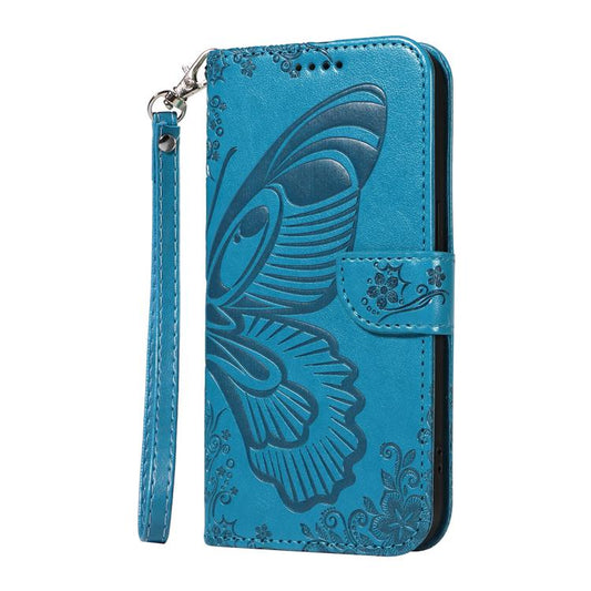 For Google Pixel 10 5G / 10 Pro 5G Global Swallowtail Butterfly Embossed Leather Phone Case(Blue) - Google Cases by buy2fix | Online Shopping UK | buy2fix