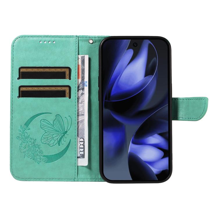 For Google Pixel 10 5G / 10 Pro 5G Global Swallowtail Butterfly Embossed Leather Phone Case(Green) - Google Cases by buy2fix | Online Shopping UK | buy2fix