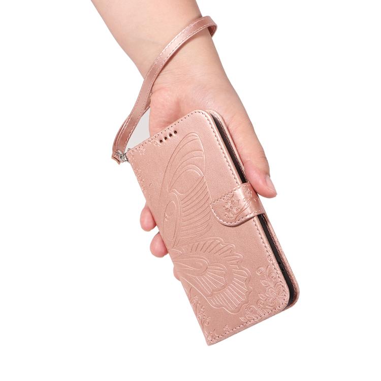 For Google Pixel 10 5G / 10 Pro 5G Global Swallowtail Butterfly Embossed Leather Phone Case(Rose Gold) - Google Cases by buy2fix | Online Shopping UK | buy2fix