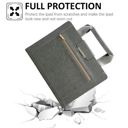 For iPad 2025 / 2022 Zipper Handle Retro Smart Leather Tablet Case(Grey) - iPad 2025 / 2022 Cases by buy2fix | Online Shopping UK | buy2fix