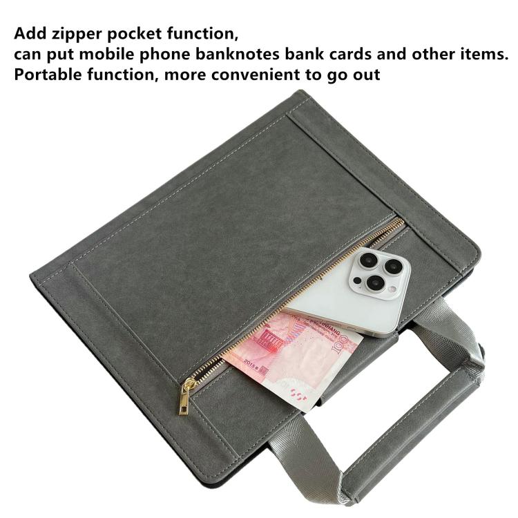 For iPad mini 2024 / 6 Zipper Handle Retro Smart Leather Tablet Case(Grey) - iPad mini 2024 Cases by buy2fix | Online Shopping UK | buy2fix