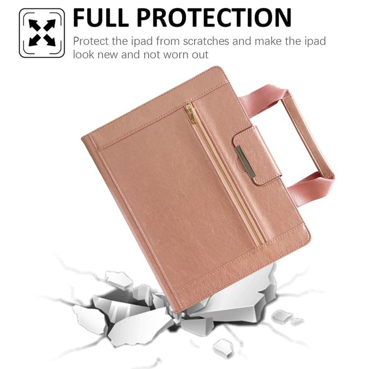 For iPad mini 2024 / 6 Zipper Handle Retro Smart Leather Tablet Case(Rose Gold) - iPad mini 2024 Cases by buy2fix | Online Shopping UK | buy2fix