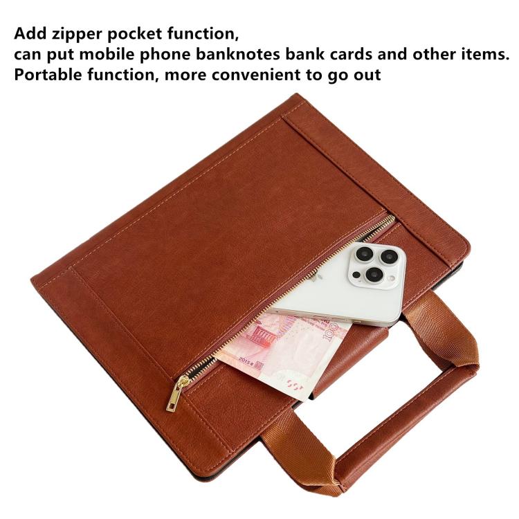 For iPad mini 2024 / 6 Zipper Handle Retro Smart Leather Tablet Case(Brown) - iPad mini 2024 Cases by buy2fix | Online Shopping UK | buy2fix