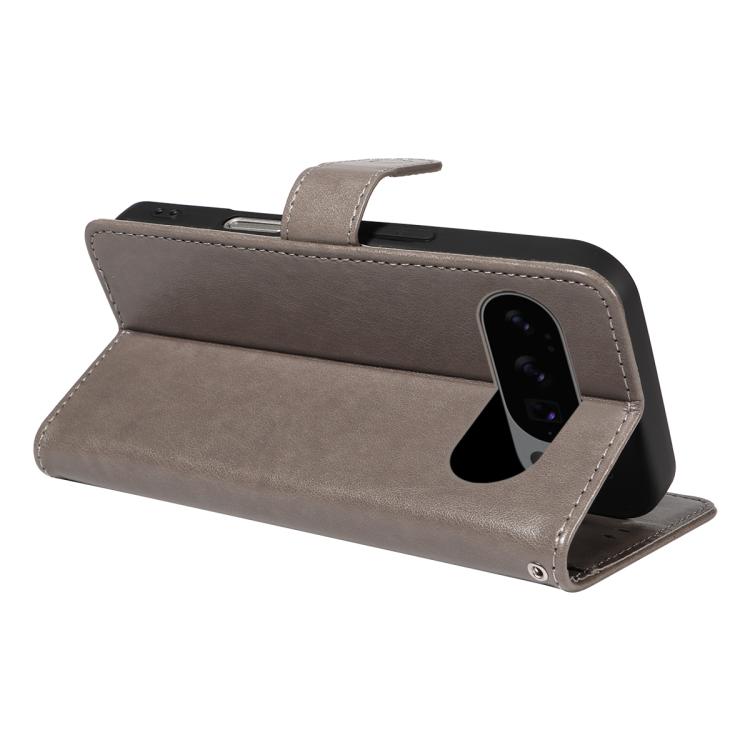 For Google Pixel 10 / 10 Pro Global Cat and Bee Embossed Flip Leather Phone Case(Grey) - Google Cases by buy2fix | Online Shopping UK | buy2fix