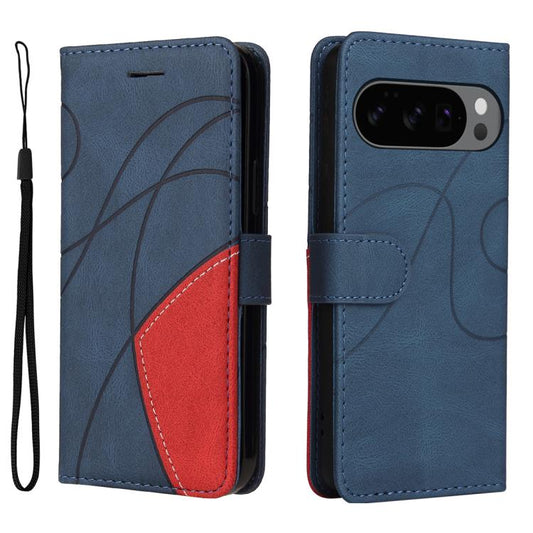 For Google Pixel 10 5G / 10 Pro 5G Global Dual-color Splicing Flip Leather Phone Case(Blue) - Google Cases by buy2fix | Online Shopping UK | buy2fix
