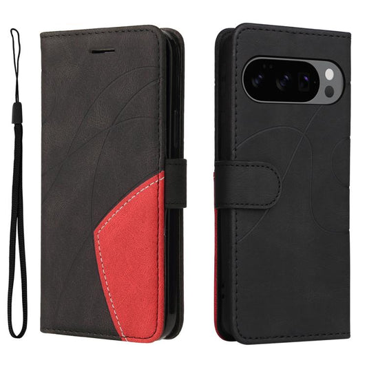 For Google Pixel 10 5G / 10 Pro 5G Global Dual-color Splicing Flip Leather Phone Case(Black) - Google Cases by buy2fix | Online Shopping UK | buy2fix